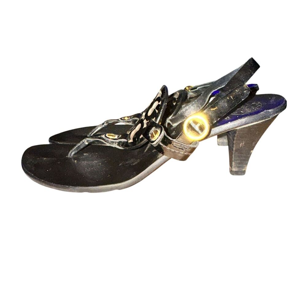 Tory Burch Holly Sandals Women's Size 7.5 M Black Patent Leather Slingback - Picture 4 of 10